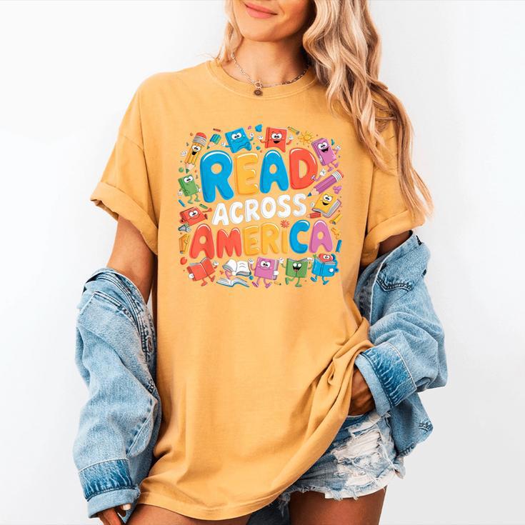 Reads Across Tee America Books Reader Reading Teacher Women's Comfort Colors T-Shirt