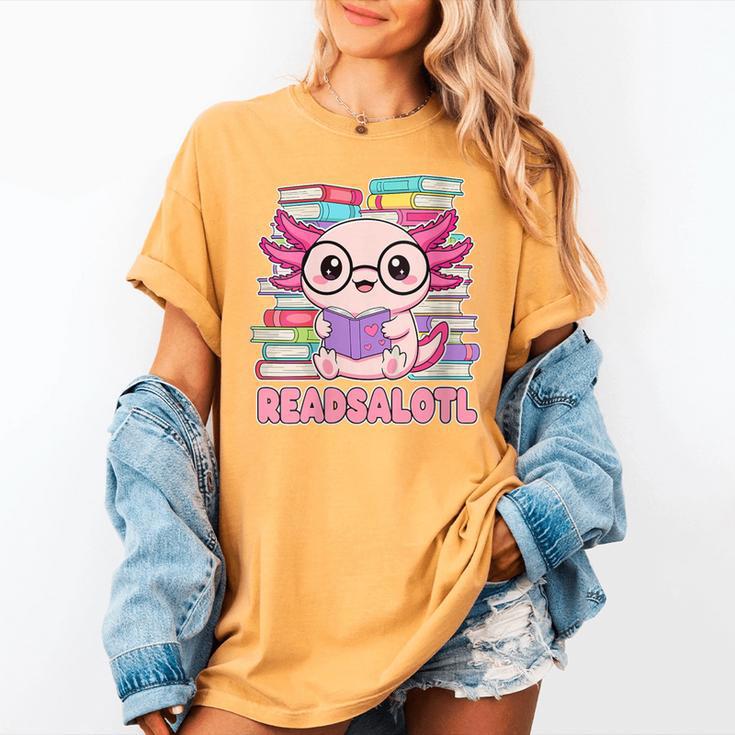 Readsalotl Axolotl Reading Book Bookworm Women's Comfort Colors T-Shirt