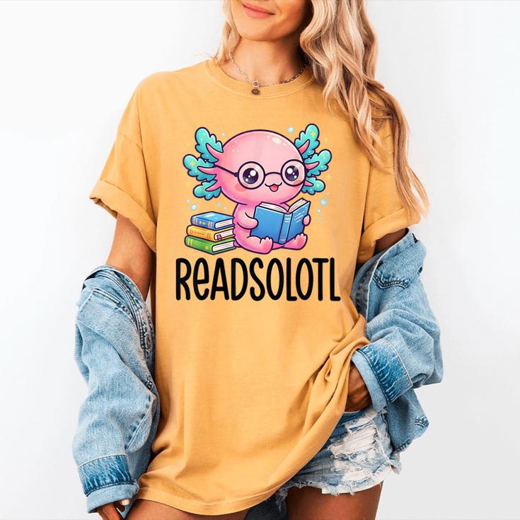 Readsolotl Cute Axolotl Reading Book Kawaii Pink Aesthetic Women's Comfort Colors T-Shirt