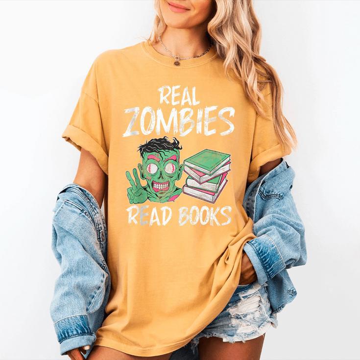 Real Zombies Read Books Zombie Women's Comfort Colors T-Shirt