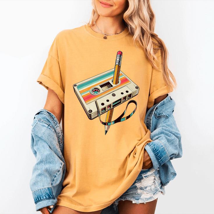 Retro Cassette Tape & Pencil Rewind Nostalgia Party 80s 90s Premium Women's Comfort Colors T-Shirt