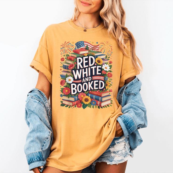 Retro Floral Red & Booked Library Reading 4th Of July Women's Comfort Colors T-Shirt