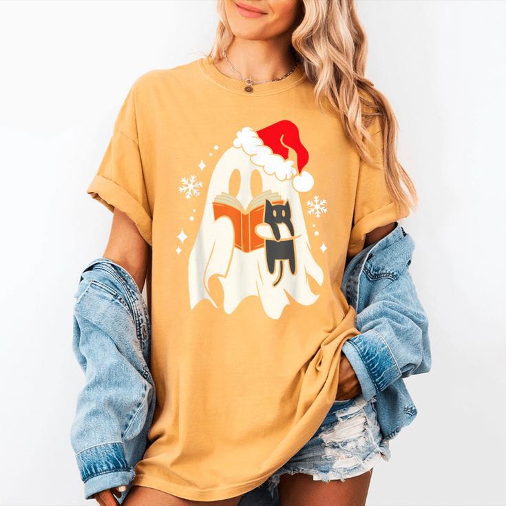 Retro Ghost Reading Book With Cat Bookish Club Christmas Men Women Kids Women's Comfort Colors T-Shirt Retro Ghost Reading Book With Cat Bookish Club Christmas Men Women Kids Women's Comfort Colors T-Shirt