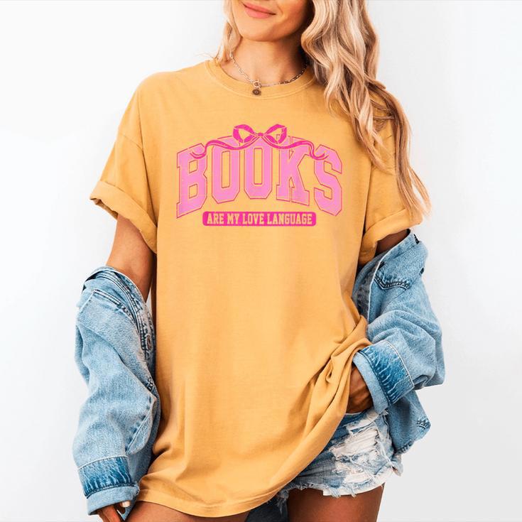 Retro Pink Coquette Bow Valentine Book Lover Varsity Women's Comfort Colors T-Shirt Retro Pink Coquette Bow Valentine Book Lover Varsity Women's Comfort Colors T-Shirt