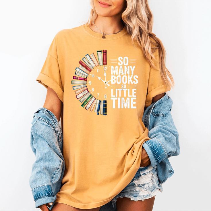 Retro So Many Books Little Time Book Clock Reading Women's Comfort Colors T-Shirt