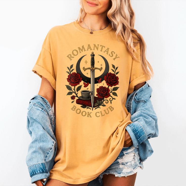 Romantasy Book Club Coffee Sword Roses Women's Comfort Colors T-Shirt Romantasy Book Club Coffee Sword Roses Women's Comfort Colors T-Shirt