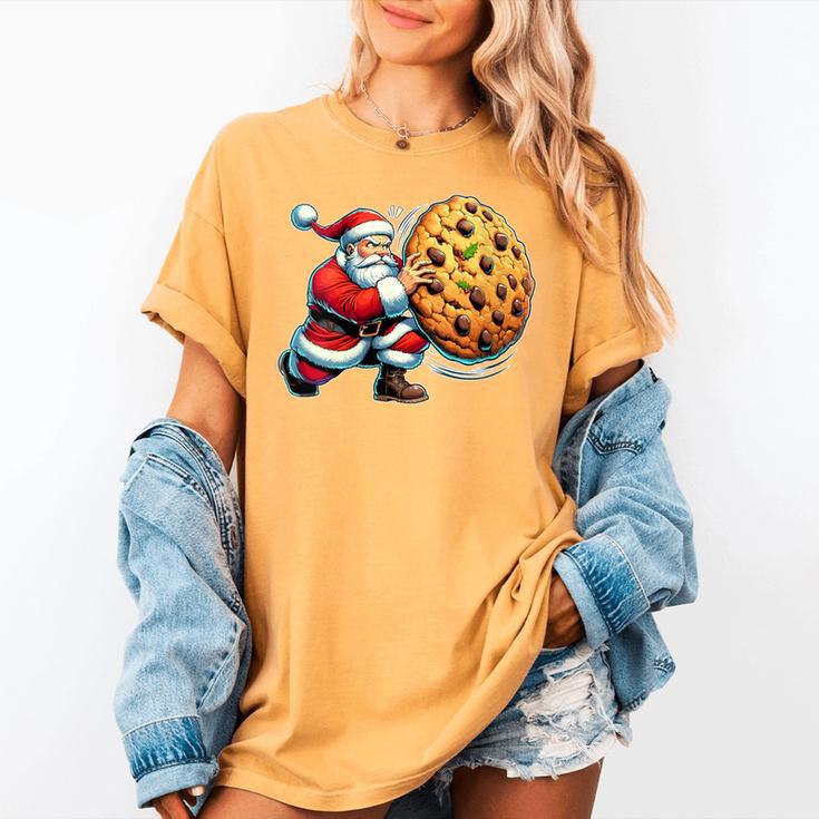 Santa Holding Cookie Xmas Baker Introvert Christmas Women's Comfort Colors T-Shirt Santa Holding Cookie Xmas Baker Introvert Christmas Women's Comfort Colors T-Shirt