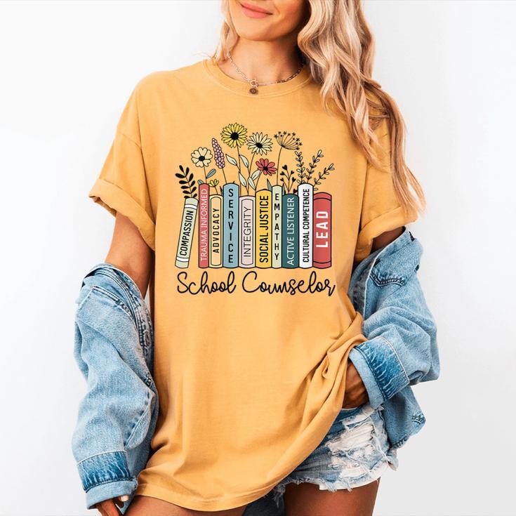 School Counselor Wildflower Book School Counseling Life Women's Comfort Colors T-Shirt