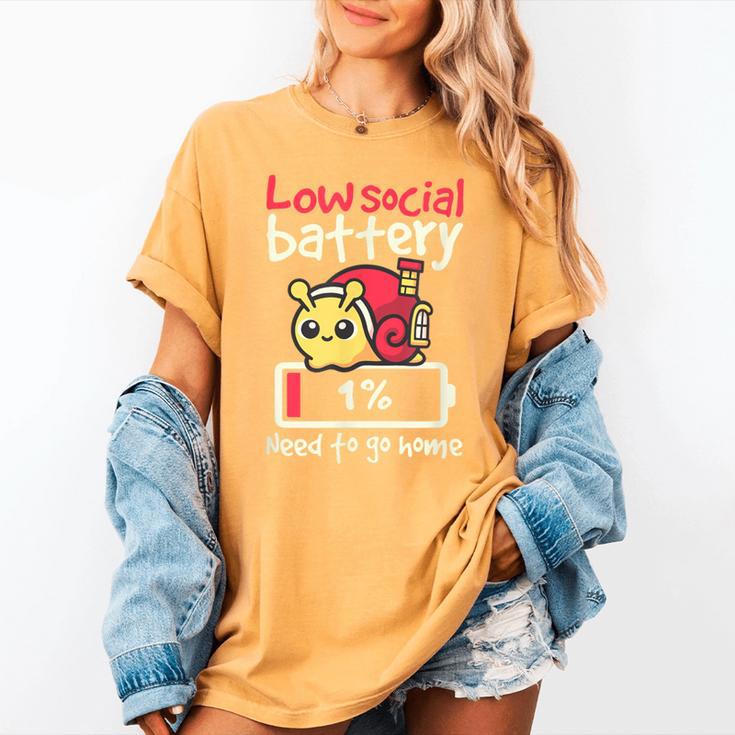 Snail Low Social Battery Need To Go Home Tee For Introvert Women's Comfort Colors T-Shirt