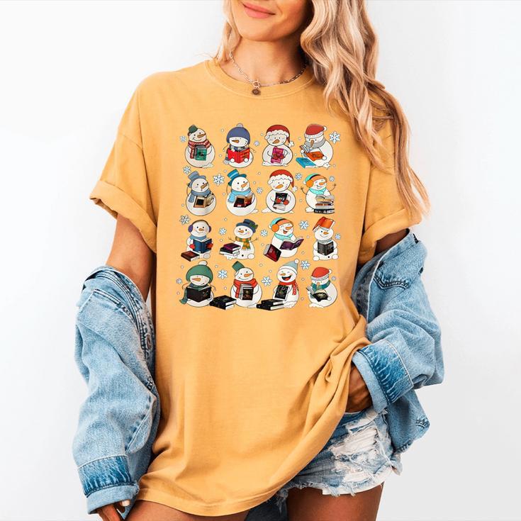 Snowman Reading Book Christmas Cozy Book Lover Bookish Women's Comfort Colors T-Shirt Snowman Reading Book Christmas Cozy Book Lover Bookish Women's Comfort Colors T-Shirt