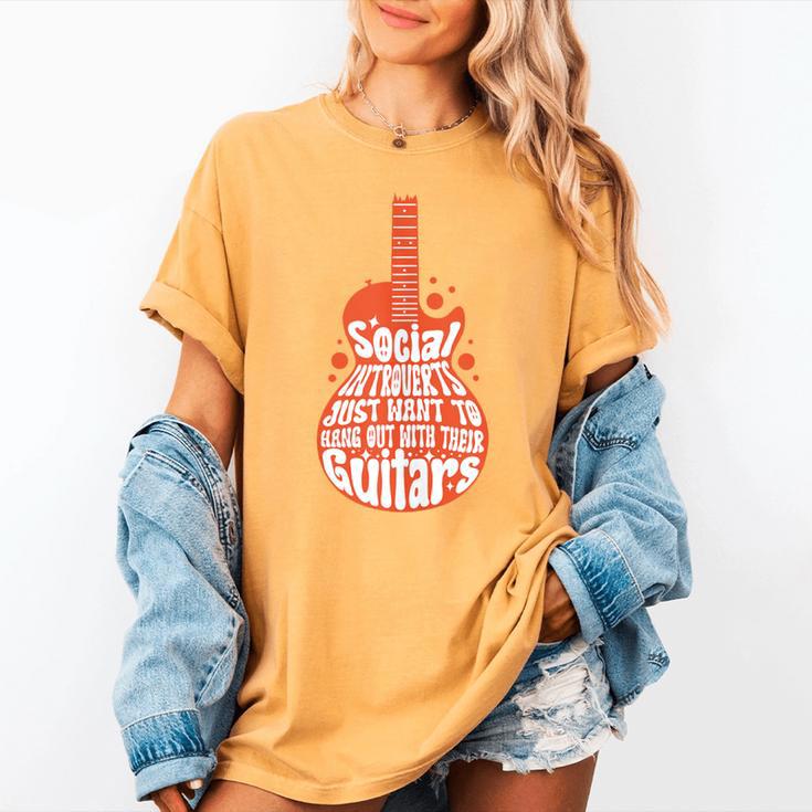 Social Introverts Hang Out With Guitars Musician Guitarist Women's Comfort Colors T-Shirt