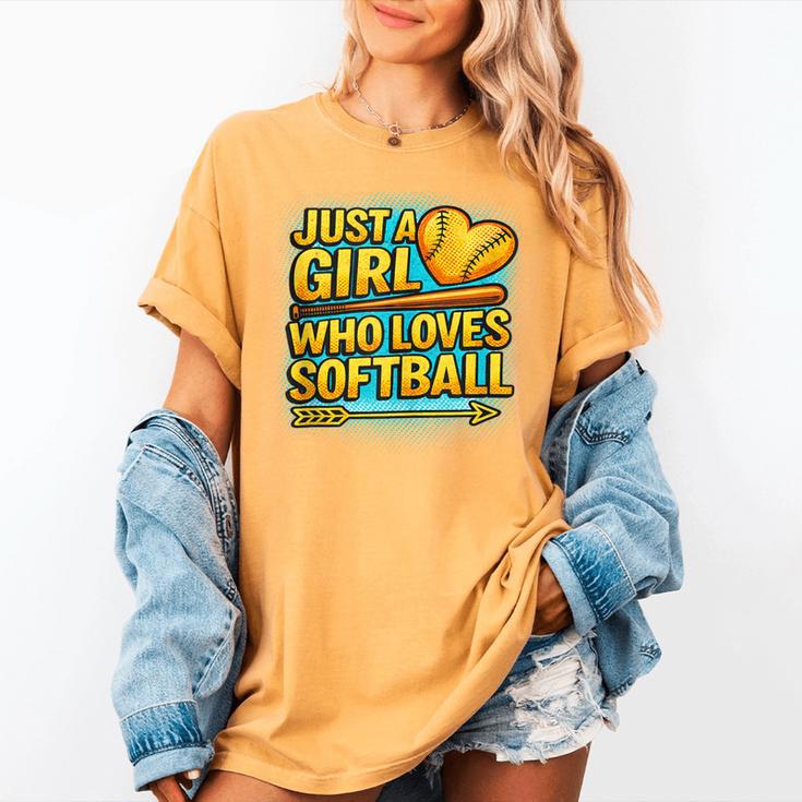 Softball Just A Girl Comic Book Style Graphic For Teens Women's Comfort Colors T-Shirt Softball Just A Girl Comic Book Style Graphic For Teens Women's Comfort Colors T-Shirt