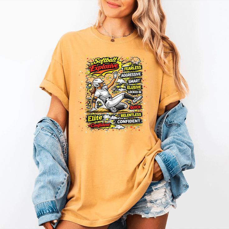 Softball Slider Pop Comic Book Art Best Traits Fast Elite Women's Comfort Colors T-Shirt