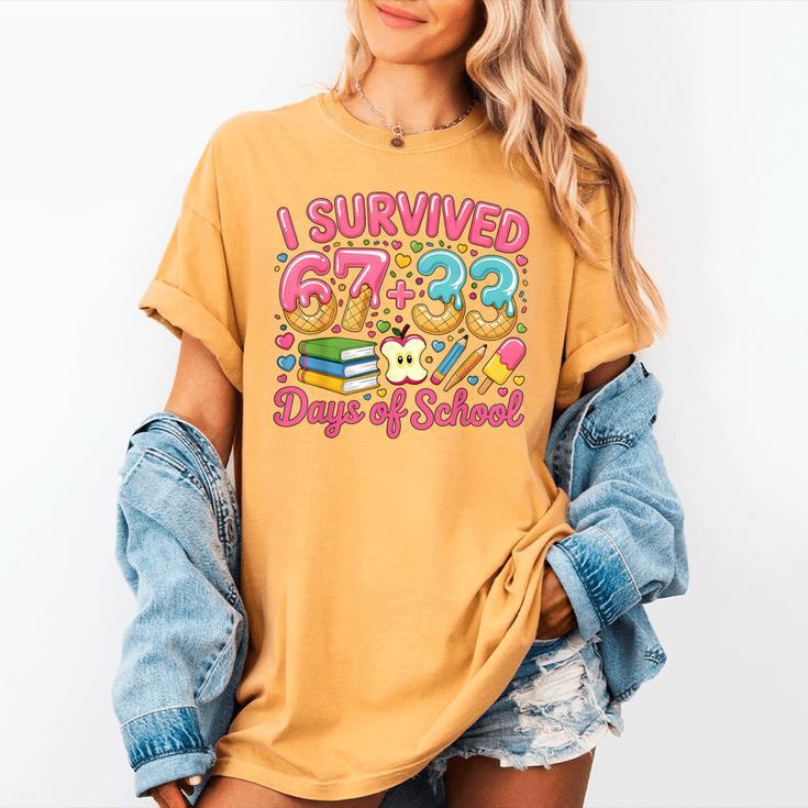 Survived 67 Days Of School Ice Cream Drip Apple Pencil Book Women's Comfort Colors T-Shirt