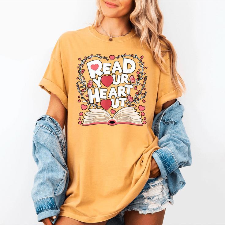 Teach Inspire Grow Everyday Read Your Heart Out Valentine Book-Themed Small Women's Comfort Colors T-Shirt Teach Inspire Grow Everyday Read Your Heart Out Valentine Book-Themed Small Women's Comfort Colors T-Shirt