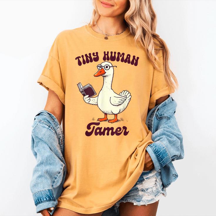 Teacher Silly Goose Reading Book Teaching Tiny Human Tamer Women's Comfort Colors T-Shirt Teacher Silly Goose Reading Book Teaching Tiny Human Tamer Women's Comfort Colors T-Shirt