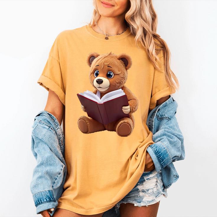Teddy Bear Reading a Book Women's Comfort Colors T-Shirt