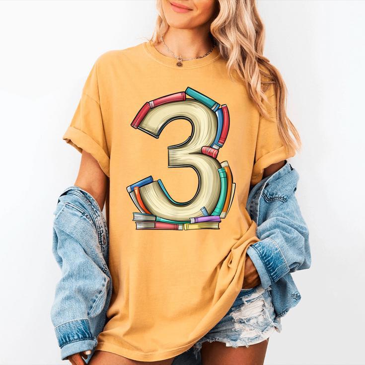 Toddler 3rd Birthday Books Themed 3 Year Old Boys Kids Girls Women's Comfort Colors T-Shirt