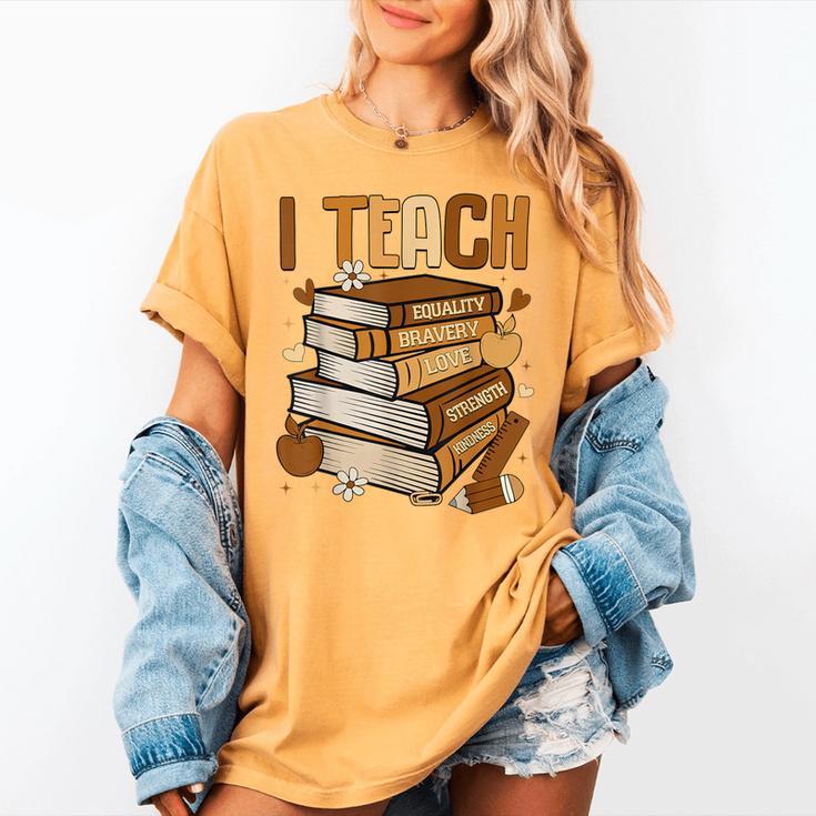 History Month I Teach Melanin Book Black Teacher Women's Comfort Colors T-Shirt