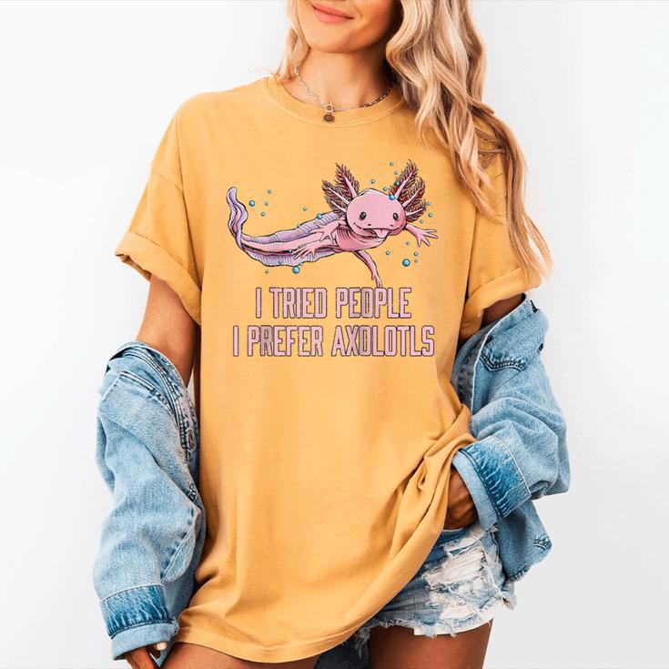 I Tried People I Prefer Axolotl Salamander Introvert Raglan Baseball Tee Women's Comfort Colors T-Shirt