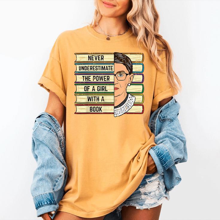 Never Underestimate Girl Read Book Reading Librarian Women Women's Comfort Colors T-Shirt