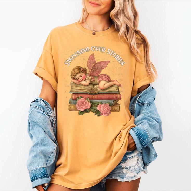 Valentine's Swooning Over Stories Cupid And Book Lover Tee Women's Comfort Colors T-Shirt Valentine's Swooning Over Stories Cupid And Book Lover Tee Women's Comfort Colors T-Shirt