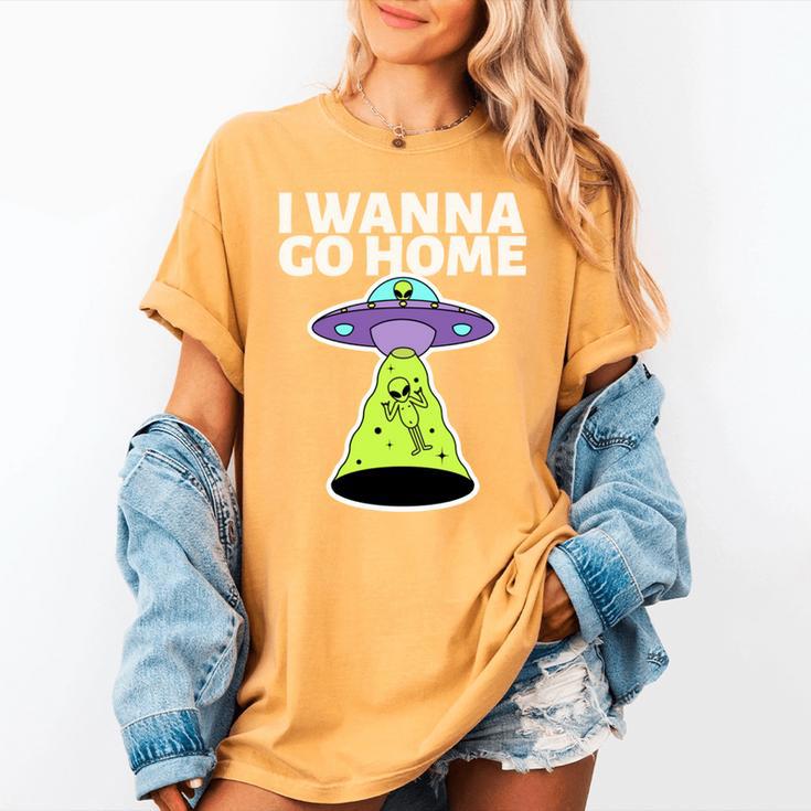 I Wanna Go Home Introvert UFO UAP Flying Saucer Trippy Alien Women's Comfort Colors T-Shirt I Wanna Go Home Introvert UFO UAP Flying Saucer Trippy Alien Women's Comfort Colors T-Shirt