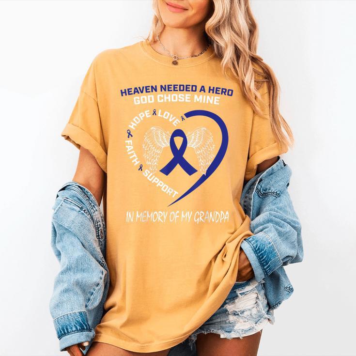 I Wear Blue In Memory Of My Grandpa Colon Cancer Awareness Women's Comfort Colors T-Shirt