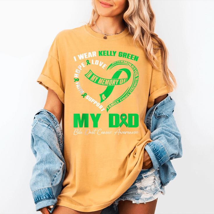 I Wear Kelly Green In My Memory Of My Dad Bile Duct Cancer Women's Comfort Colors T-Shirt
