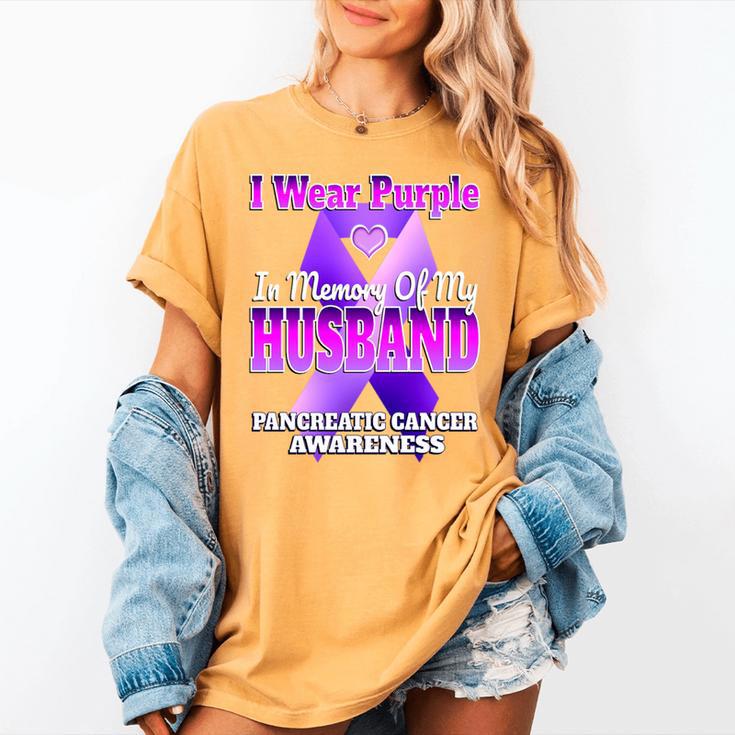 I Wear Purple In Memory Of My Husband Pancreatic Cancer Premium Tri-Blend Women's Comfort Colors T-Shirt