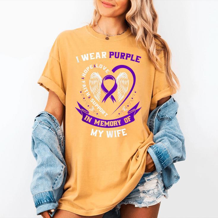 I Wear Purple In Memory Of Wife Pancreatic Cancer Awareness Women's Comfort Colors T-Shirt