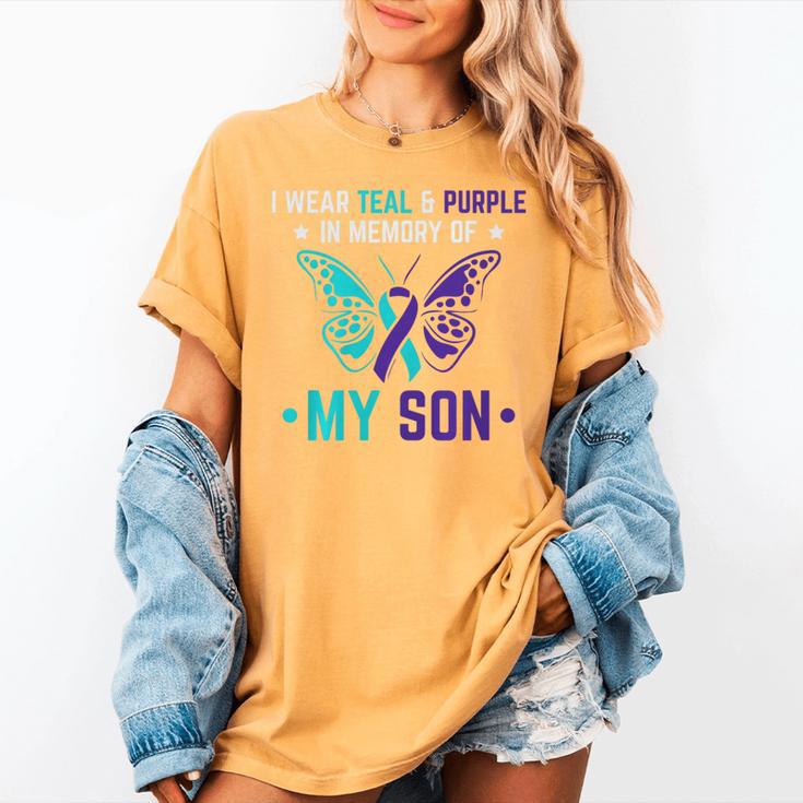 I Wear Teal Purple In Memory Of My Son Suicide Awareness Premium Tri-Blend Women's Comfort Colors T-Shirt I Wear Teal Purple In Memory Of My Son Suicide Awareness Premium Tri-Blend Women's Comfort Colors T-Shirt