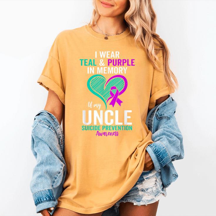 I Wear Teal And Purple In Memory Of My Uncle Mental Health Women's Comfort Colors T-Shirt