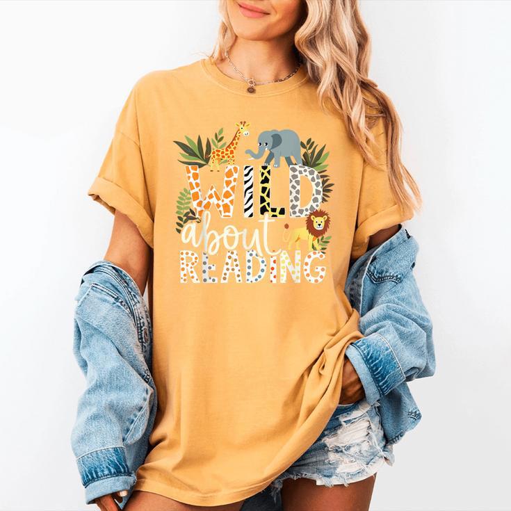Wild About Reading Animals And Book Lovers Women's Comfort Colors T-Shirt Wild About Reading Animals And Book Lovers Women's Comfort Colors T-Shirt