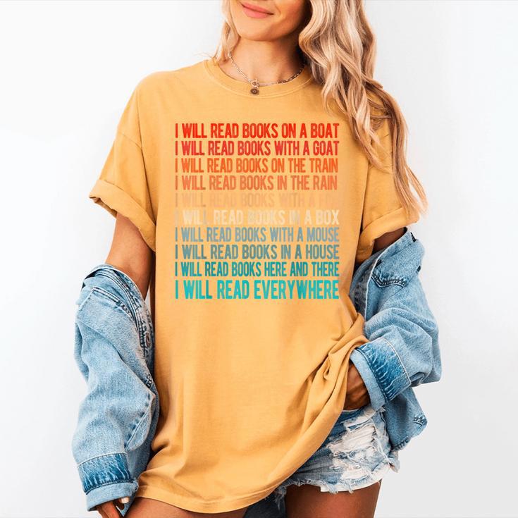 I Will Read Books On A Boat Kids Reading Women's Comfort Colors T-Shirt