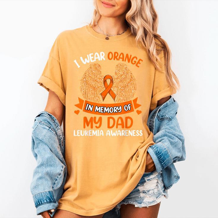 Wings Leukemia Shirt I Wear Orange In Memory Of My Dad Women's Comfort Colors T-Shirt