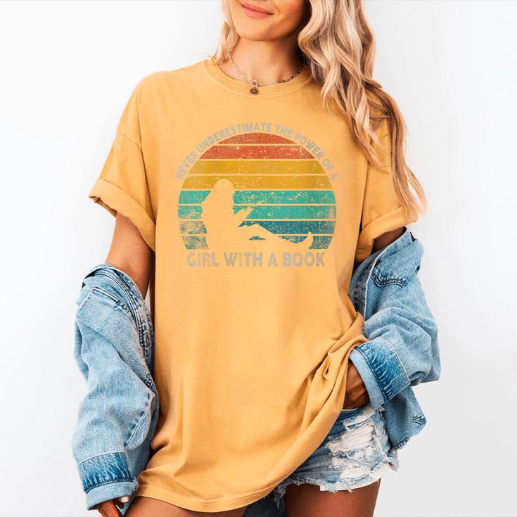 Women's Never Underestimate The Power Of A Girl With Book Reading Women's Comfort Colors T-Shirt