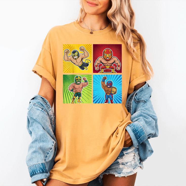 Wrestling Comic Book Wrestler Mexican Lucha Libre Mask Women's Comfort Colors T-Shirt Wrestling Comic Book Wrestler Mexican Lucha Libre Mask Women's Comfort Colors T-Shirt