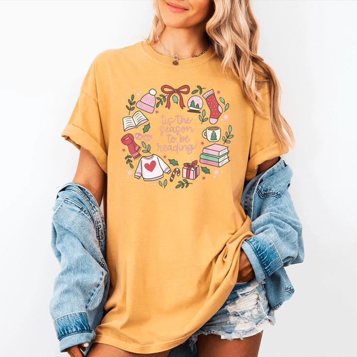 Xmas Tis The Season To Be Reading Books Pajamas Women's Comfort Colors T-Shirt Xmas Tis The Season To Be Reading Books Pajamas Women's Comfort Colors T-Shirt