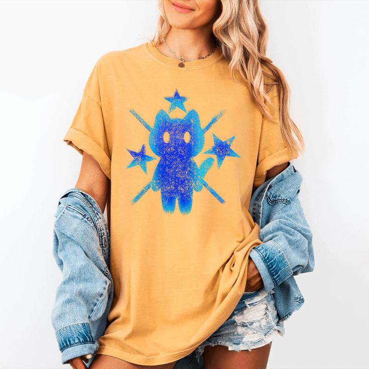 Yk2 Grunge Earthy Blue Cat With Stars Tomboy 90s Nostalgia Premium Tri-Blend Women's Comfort Colors T-Shirt