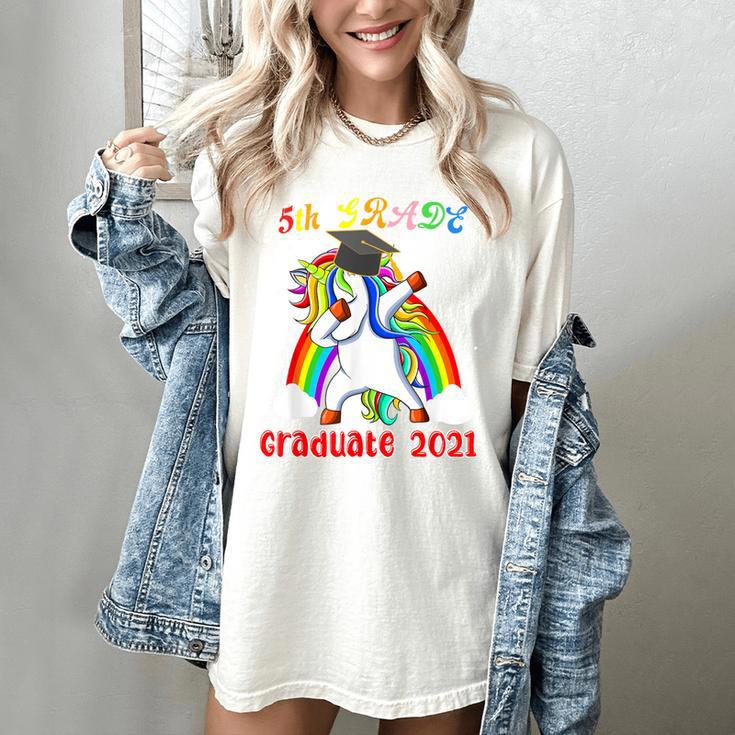 5th Grade Graduate Class 2021 Dabbing Unicorn Graduation Women's Comfort Colors T-Shirt