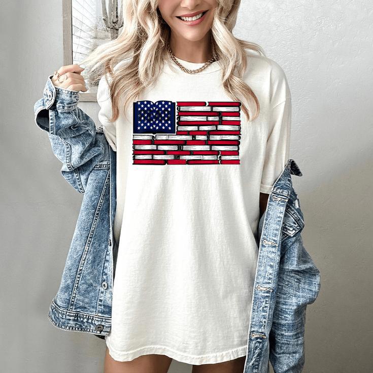 America US Flag Books Library Reading For Book Lover Reader Women's Comfort Colors T-Shirt