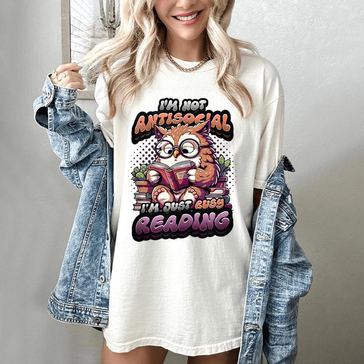 Book Lover Owl Reading Books Introvert Bookworm Women's Comfort Colors T-Shirt