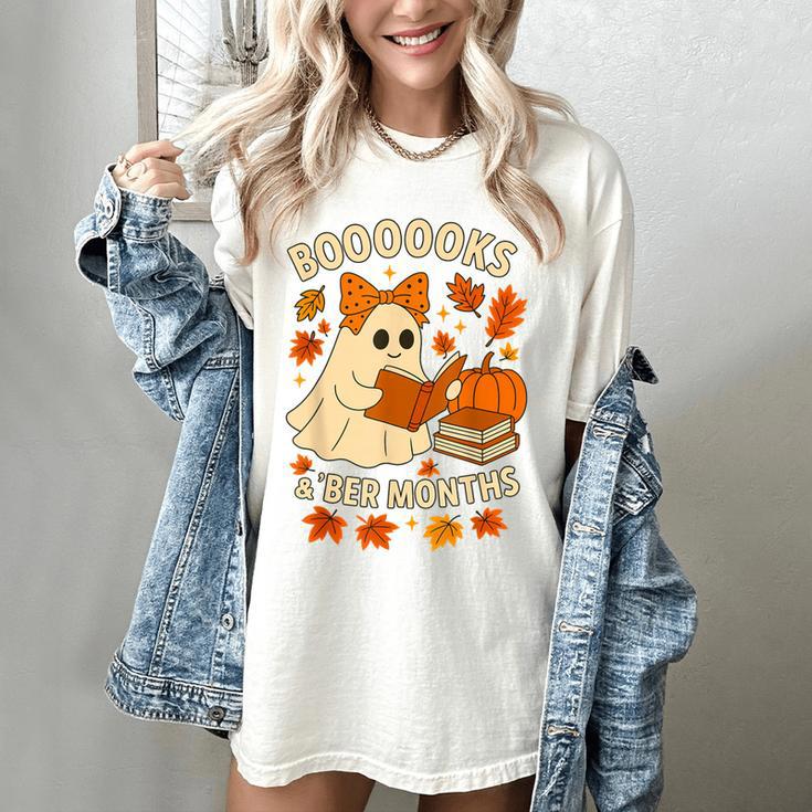 Books And BER Months Fall Librarian Reading Halloween Women's Comfort Colors T-Shirt
