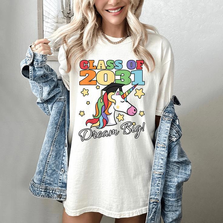 Class Of 2031 Magical Unicorn Graduation Cap Women's Comfort Colors T-Shirt