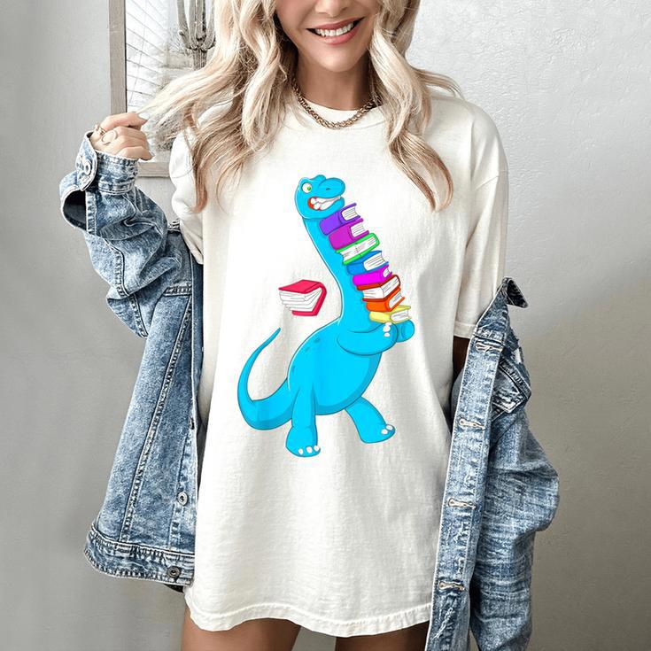 Cool Dinosaur Books Art For Men Women Libarian Book Lover Women's Comfort Colors T-Shirt