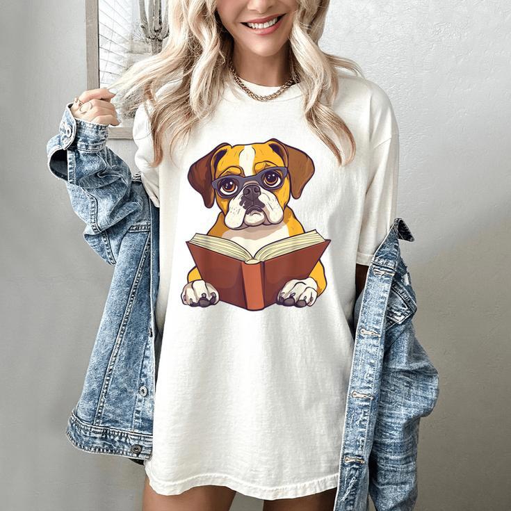 Cute Dog Boxer Reading Book Women's Comfort Colors T-Shirt