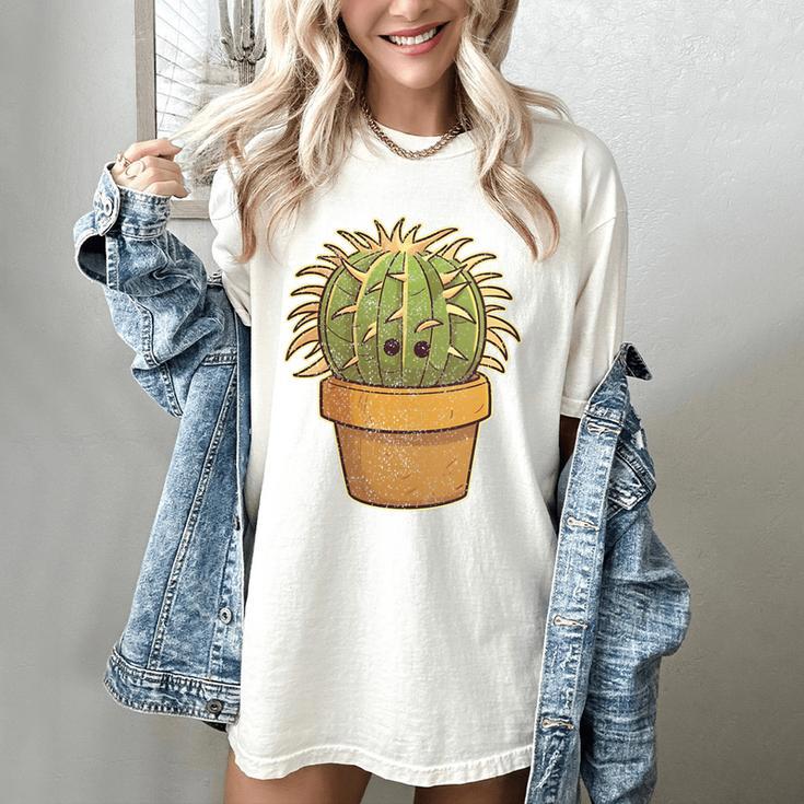 Cute Golden Barrel Cactus Introvert Distressed Women's Comfort Colors T-Shirt