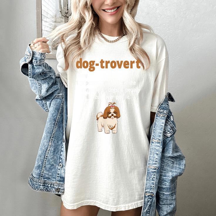 Dog-Trovert Shih Tzu Humor Definition Introvert Women's Comfort Colors T-Shirt