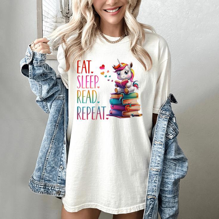 Eat Sleep Read Repeat Unicorn Read Book Reading Lovers Kids Women's Comfort Colors T-Shirt